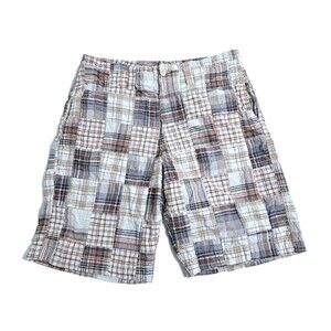 Urban Pipeline Men's Size 36 Patchwork Plaid Check Brown Tan White Summer Shorts